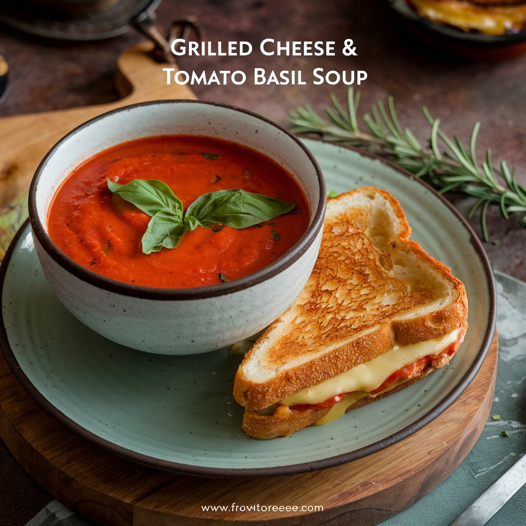 Discover the ultimate winter comfort duo: Grilled Cheese & Tomato Basil Soup. This cozy lunch recipe combines melted cheese with aromatic soup for the perfect cold-weather meal