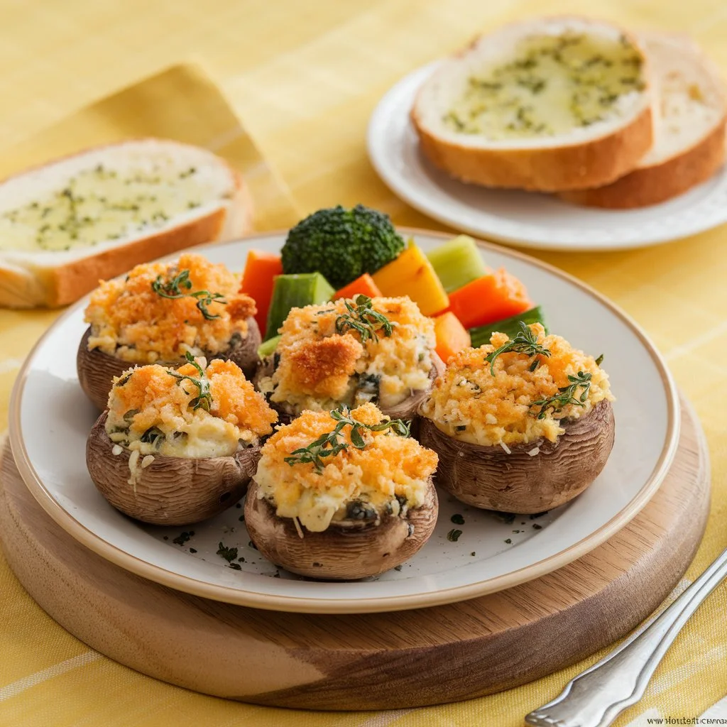 Discover irresistible Cheesy Baked Stuffed Mushrooms, appetizer, savory, baked, cheese filling, party snack, vegeta that will elevate your next gathering. Easy to make and perfect for sharing