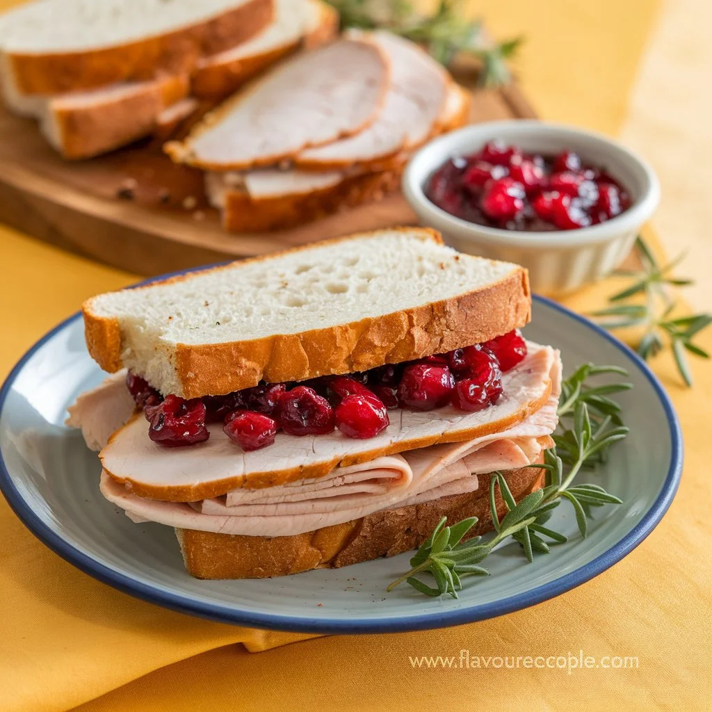 Transform holiday leftovers into a delicious sandwich with leftover turkey, cranberry sauce, sandwich perfection. This festive lunch holiday recipe is easy and takes just minutes to prepare.