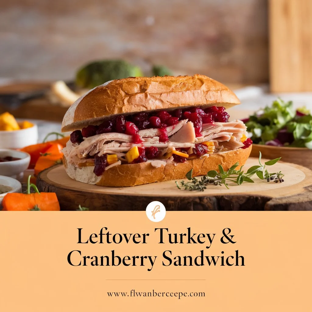 Transform holiday leftovers into a delicious sandwich with leftover turkey, cranberry sauce, sandwich perfection. This festive lunch holiday recipe is easy and takes just minutes to prepare.