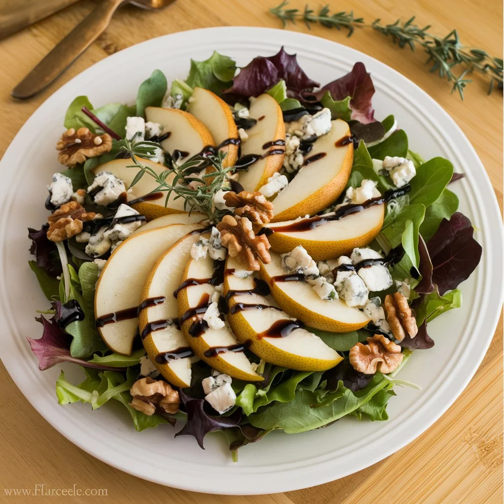 Winter Pear & Blue Cheese Salad with Balsamic Dressing