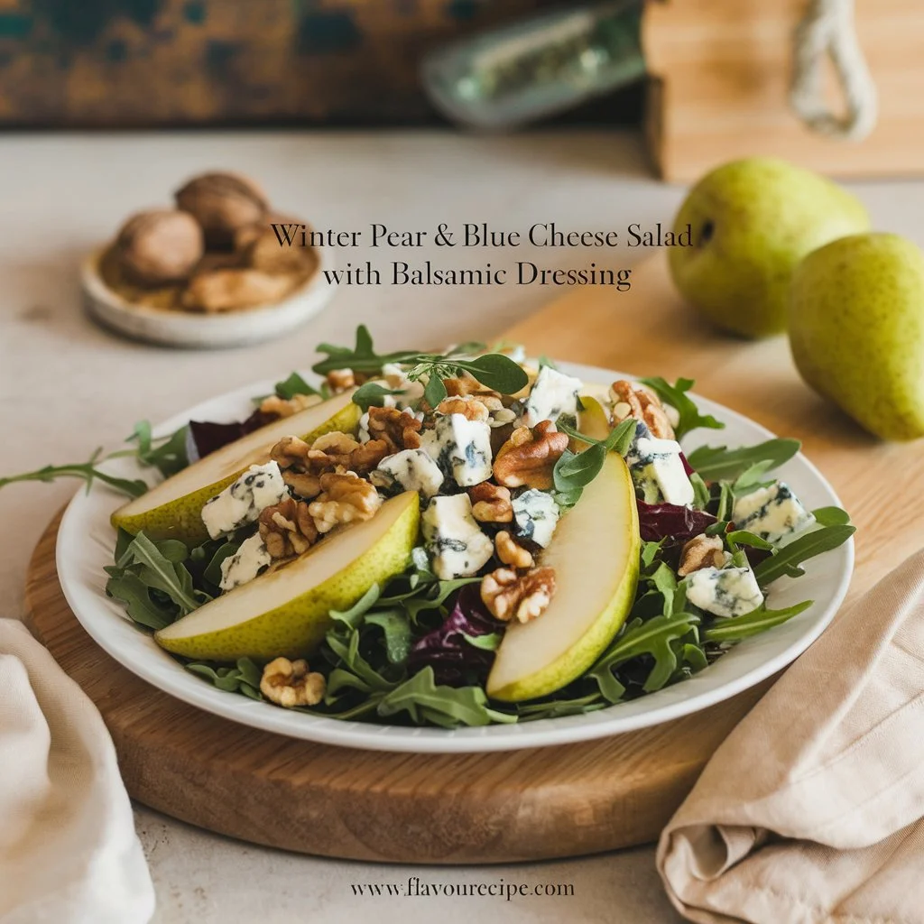 Winter Pear & Blue Cheese Salad with Balsamic Dressing