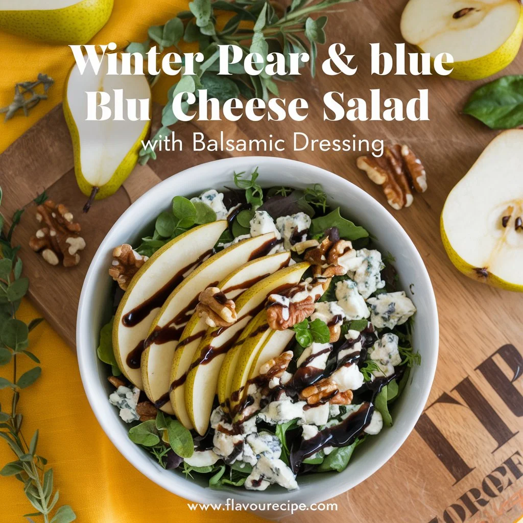 Winter Pear & Blue Cheese Salad with Balsamic Dressing