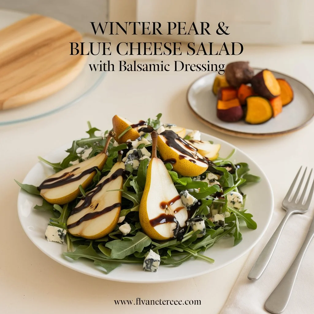 Winter Pear & Blue Cheese Salad with Balsamic Dressing