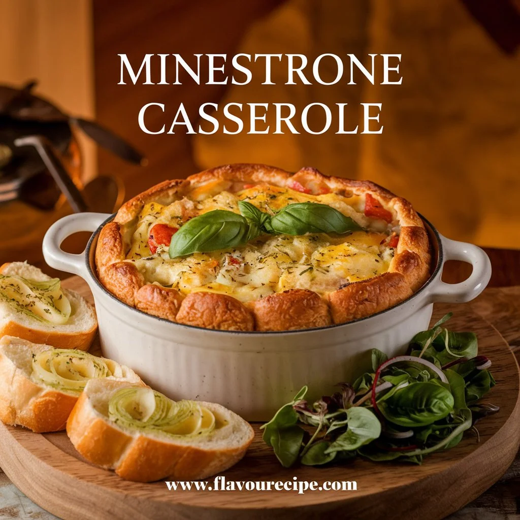 Enjoy a hearty Minestrone Casserole, a comforting pasta meal packed with vegetables. Easy dinner recipe perfect for cold nights.