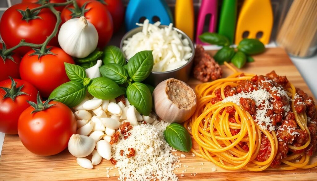 Spicy Bolognese Pasta ingredients